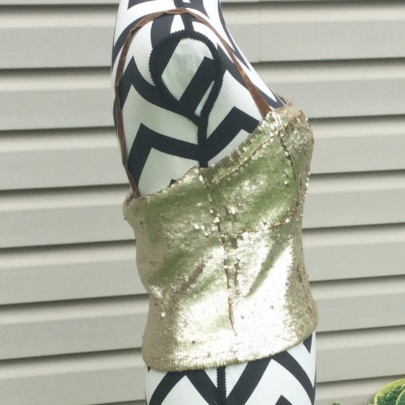 New Free People River of Stars Gold Sequin Tank - Picture 5 of 7